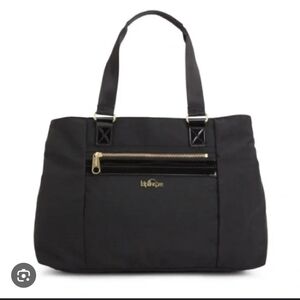 Kipling Black Tote Bag with Gold Accents